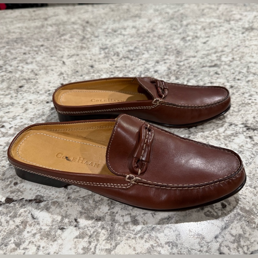 Cole Haan Brown Leather Backless Loafers